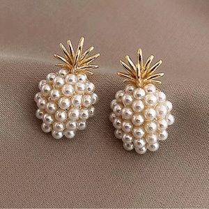 Faux Pearl Pineapple Earrings